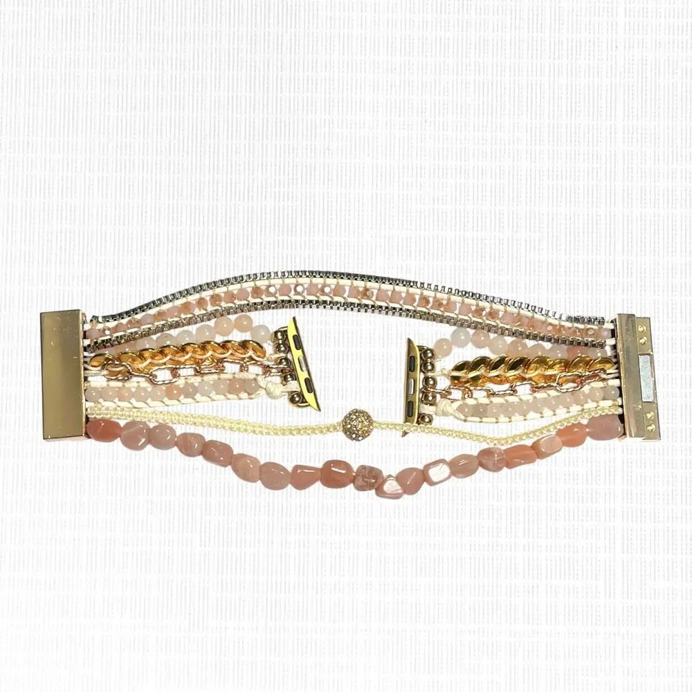 Victoria Emerson Smart Watch Band Strappy Rose Gold Tone Pink Stone Bracelet